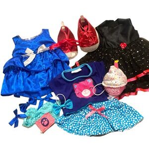 Build-A-Bear Clothes Lots 11 Set Dress Shoes Top Skirt Bow BAB Toy Outfits Gift